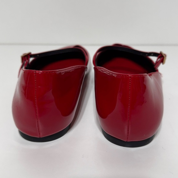 Zara Red Patent Mary Jane Ballet Flats with Ankle Strap - Picture 7 of 13